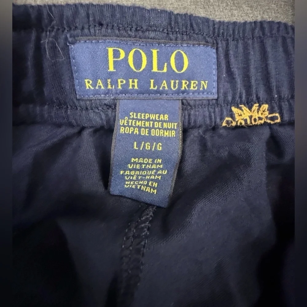 New Polo Ralph Lauren Pep Rally Varsity Logo Print Pajama Jogger Pants Navy L